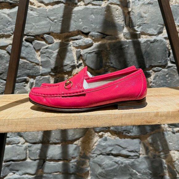 Gucci Shocking Pink Patent Leather Horsebit 1953 Loafers - Picture 2 of 13
